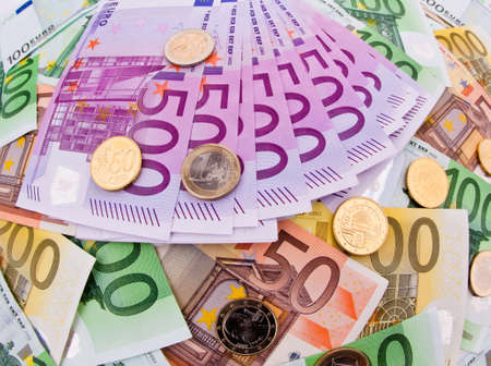 many euro banknotes of the european union. photo symbol for wealth many euro banknotes of the european union. photo symbol for wealth