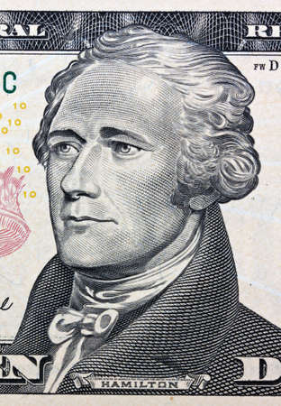 detail of american dollar bills. hamilton portrait