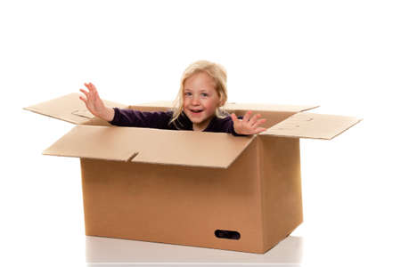 child in moving box. if the move to box.の写真素材