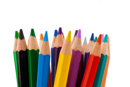 crayons many different colors in a glass.の写真素材
