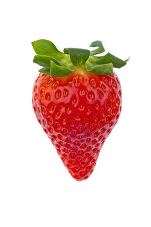 a free strawberry on white background  recording in the studio of fresh fruit and vegetablesの写真素材