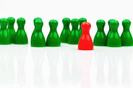 red and green characters  in contrast team  quota for women in the workplace の写真素材