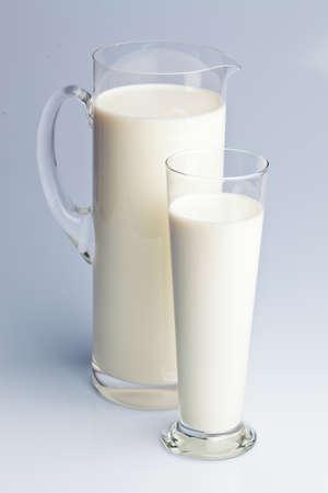 a jug of milk for a healthy diet and calcium の写真素材