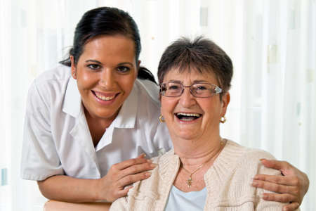a nurse in aged care for the elderly in nursing homesの写真素材