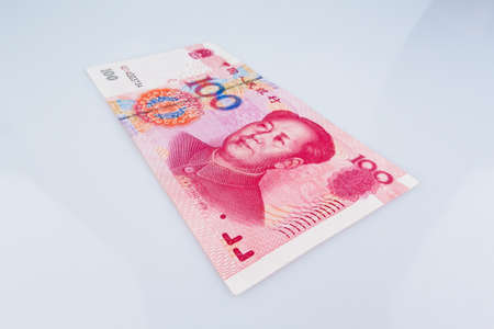 chinese yuan banknotes  single bill  distorted perspectiveの写真素材