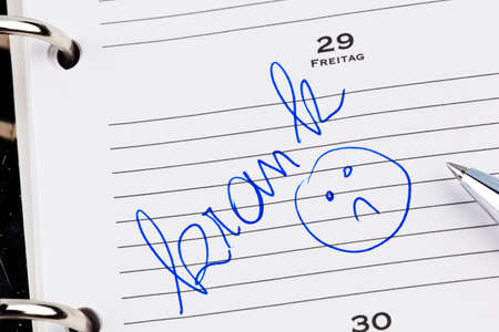 an appointment is entered on a calendar  sick