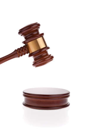 a judge or auction hammer hammer  isolated against white background の写真素材