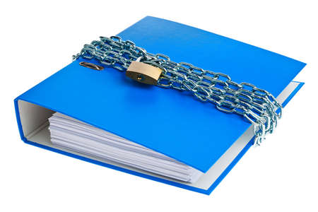 a file folder with chain and padlock closed  privacy and data security の写真素材