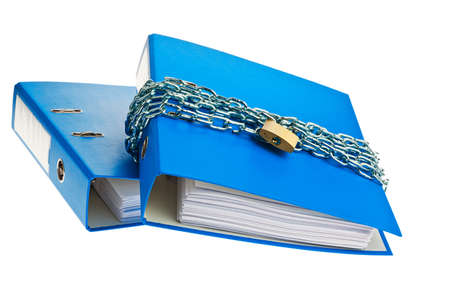 a file folder with chain and padlock closed  privacy and data security の写真素材