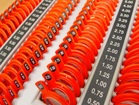 glasses for testing seeschwÃ¤che the eyes checked by an opticianの写真素材