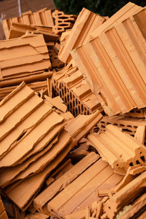 broken bricks on a construction site  construction industry in crisis  economic downturn in constructionの写真素材