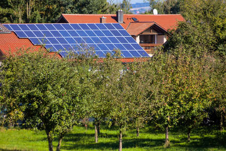 solar panels on a house  solar power plant for alternative solar energy in the home の写真素材
