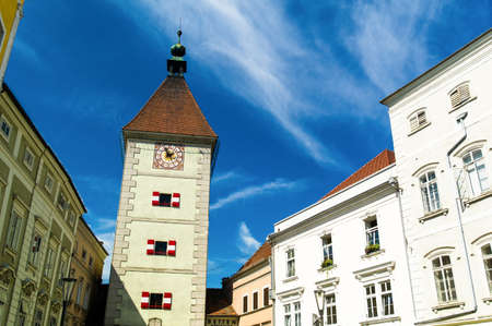 the ancient and beautiful city of wels in upper austria, austria の写真素材