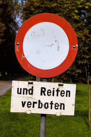 prohibition signs on the roadの写真素材