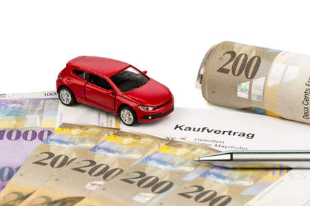 the agreement to purchase a new car at a swiss car dealer  with swiss francs 