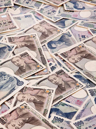 many japanese yen currency notes ofの写真素材