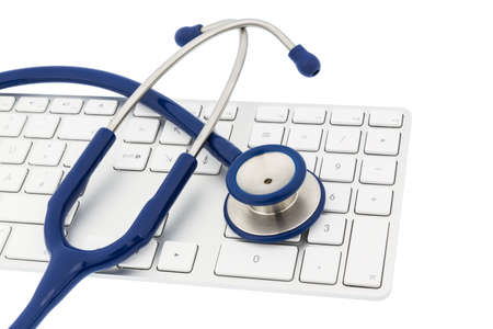 stethoscope and a computer keyboard, symbolic for diagnosis and event management