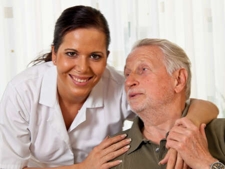 a nurse in elderly care for the elderly in nursing homesの写真素材