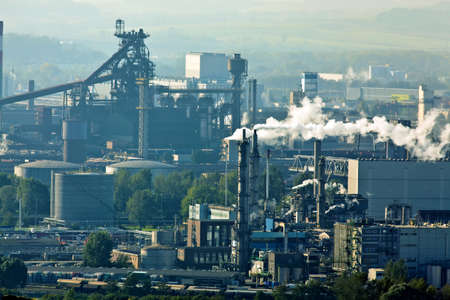 smoking chimneys in the metal industry  business park
