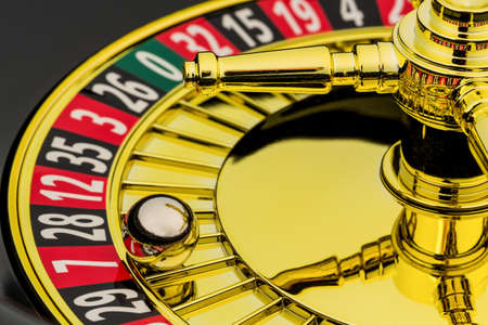 the cylinder of a roulette gambling in a casino  profit and loss is decided by chance の写真素材