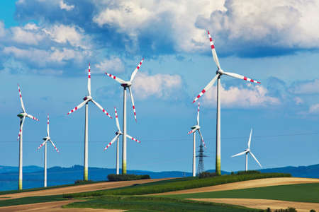 wind turbine of a wind power plant  production of alternative and sustainable energy for power...