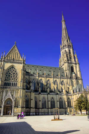 exterior of the cathedral in linz, austriaの写真素材