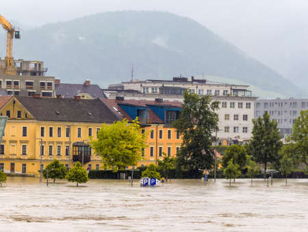 overflows flood in Austriaの写真素材