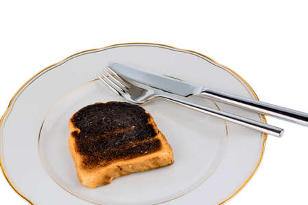 burnt toast on a plateの写真素材
