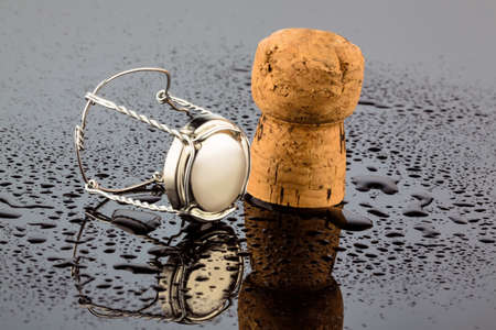 champagne corks and clasp, photo icon for celebrations, enjoyment and consumption of alcohol