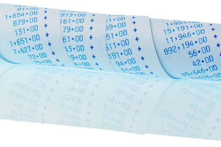 the computational stripes of a calculator on a white background. symbolic photo for controlling, accounting, taxation and financeの写真素材