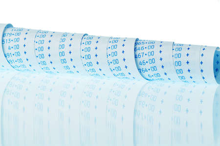 the computational stripes of a calculator on a white background. symbolic photo for controlling, accounting, taxation and financeの写真素材