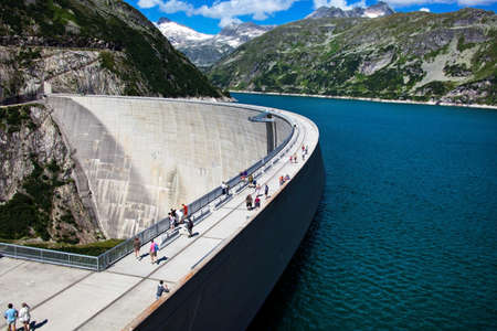 the reservoir for power generation by hydropower in malta, carinthia, austria. memory "kÃ¶lnbrein" in the malta valley.の写真素材