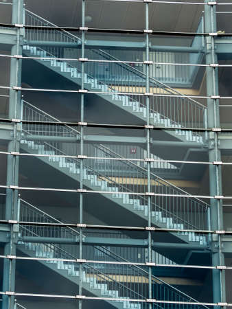 the staircase and stairs in a modern office building from the outsideの写真素材