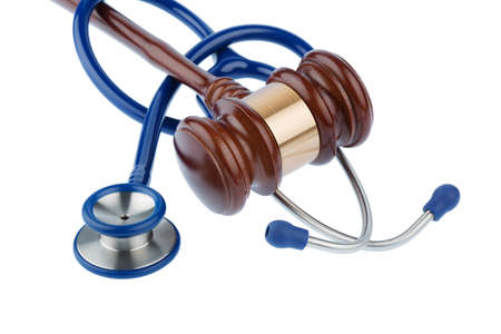 gavel and stethoscope, symbol photo for bungling doctors and errorの写真素材