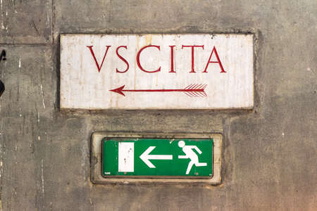 the sign uscita in italy indicates an output.の写真素材
