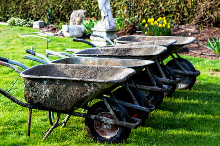 at a construction site are scheib chests side by side. uncluttered construction siteの写真素材