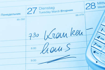 a date is entered on a calendar: hospitalの写真素材