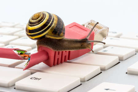 symbolic photo for slow internet connection. broadband connection is not available everywhere.の写真素材