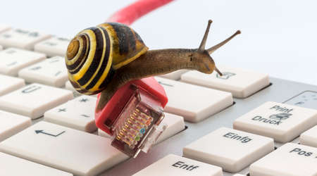 symbolic photo for slow internet connection. broadband connection is not available everywhere.の写真素材