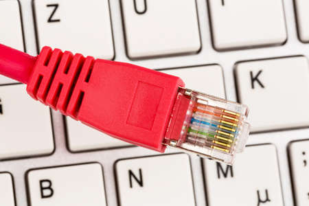 network cable to keyboard, symbol photo for flat rate, e-commerce, global communication