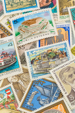 austrian stamps, symbol photo for collecting, hobby and raritiesのeditorial素材