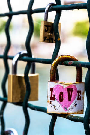 switzerland, zurich, love locks on a bridgeのeditorial素材