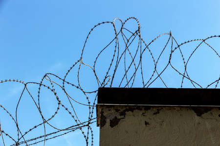 a plot of land is covered with barbed wire