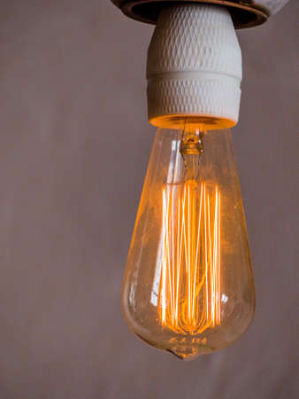 energy saving lamp, symbol photo for energy saving, ecology, environmental protection. filament of a...