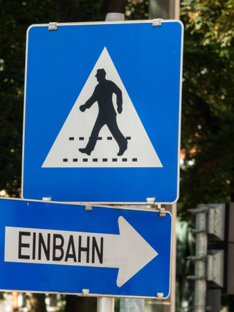 a pedestrian crossing / protection path to cross the street by pedestrians is displayedの写真素材