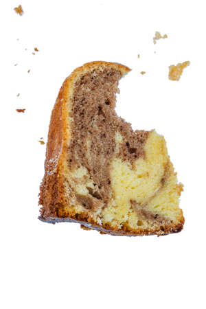 a marble cake for dessert. delicious sweets usually have a lot of calories.