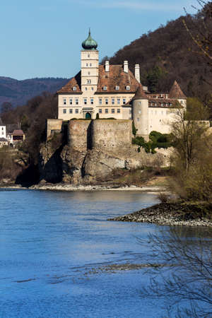 austria, lower austria, wachau, schoenbuehel castle on the right bank of the danubeのeditorial素材