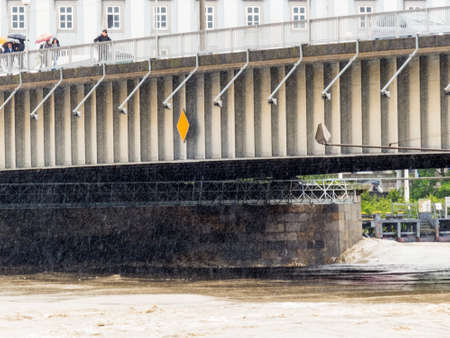 flood 2013. linz, austria. overflows and floodingの写真素材