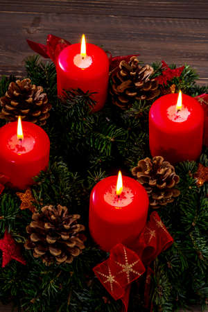 an advent wreath for christmas ensures romatinsche mood in the silent advent.の写真素材