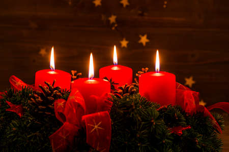 an advent wreath for christmas ensures romatinsche mood in the silent advent.の写真素材